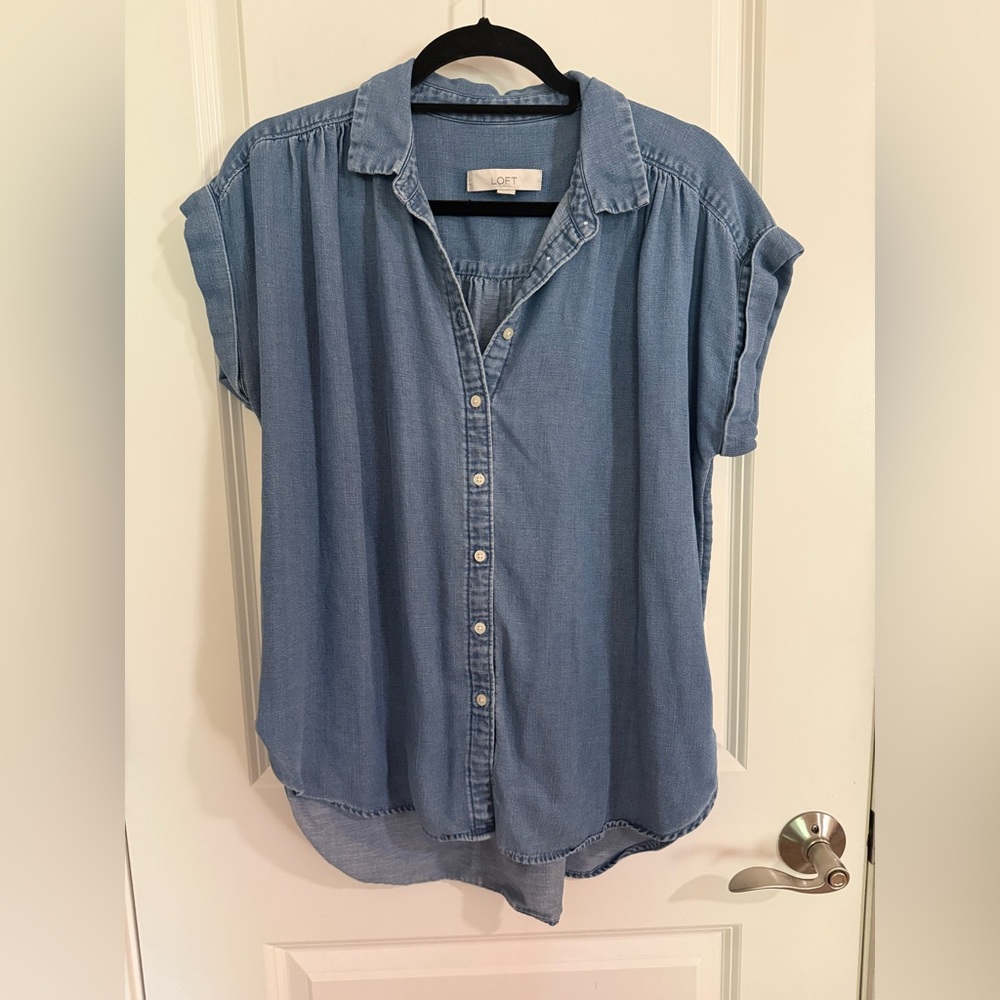 LOFT Denim Blue Button-Down Shirt
